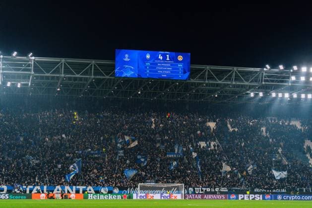 25 02 2026, Atalanta Bergamo vs Borussia Dortmund, UEFA Champions League, Playoffs second leg Total Score Final Score 4 1 Regulations prohibit any use of photographs as image sequences and or quasi video Copyright: xBahhoxKarax