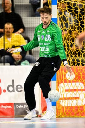 Coburg HBL 25 26 HSC 2000 Coburg SG BBM Bietigheim Goalkeeper Jan Hrdlicka Bietigheim Coburg HUK Coburg Arena Germany