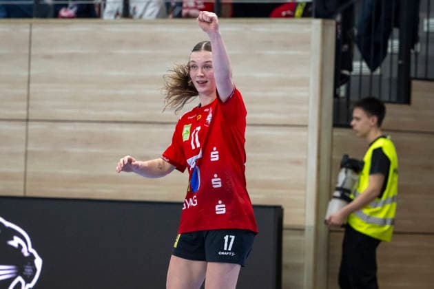 Handball Bundesliga Women,HBF, Season 2025 2026 SV Union Halle Neustadt vs BSV Sachsen Zwickau Halle, Germany February 25, 2026 In the picture Emma Hertha Halle Halle Saale SWH Arena Sachsen Anhalt Germany