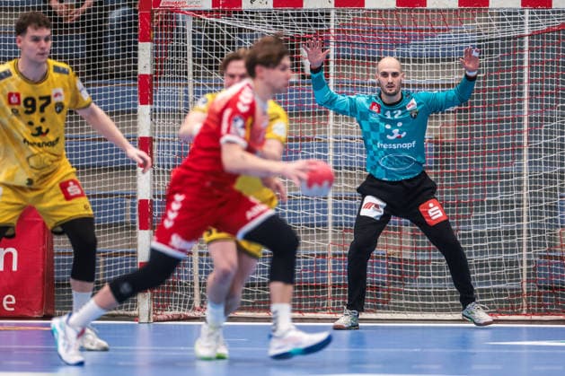 25 02 12 2025, Handball, Season 2025 2026, 2 Handball Bundesliga, 21 Matchday, TuSEM Essen HSG Krefeld Niederrhein, Goalkeeper Pau Guitart Alguacil HSG Krefeld Niederrhein , Essen Am Hallo NRW Germany xRHR PHOTO DEx Copyright: DennisxEwert RHR-FOTOx RHR-FOTO DE