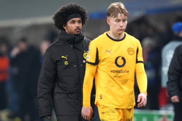 Dortmund s Karim Adeyemi celebrates after scoring 3-1 during the Uefa Champions League soccer match between Atalanta and Borussia Dortmund at the New Balance Stadium in Bergamo , north Italy - Wednesday , February 25 , 2026. - Soccer .  Copyright: xSpada LaPressex