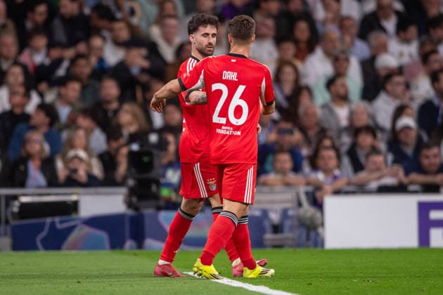 February 25, 2026, Madrid, Guimaraes, Spain: Rafa Silva of SL Benfica is seen celebrating his goal during the UEFA Champions League 2025 26 League Knockout Play-off Second Leg match between Real Madrid C.F. and SL Benfica at Estadio Santiago Bernabeu on February 25, 2026 in Madrid, Spain. Real Madrid C.F. V SL Benfica - UEFA Champions League 2025 26 League Knockout Play-Off Second Leg  - ZUMAl192 20260225_zsp_l192_024 Copyright: xMiguelxLemosx