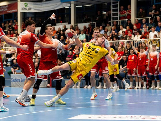 Niklas Ingenpass HSG Krefeld Niederrhein, 55 on goal throw TuSEM Essen vs HSG Krefeld, Handball, 2 Bundesliga, 21 Matchday, Season 2025 2026, 25 02 2026 TuSEM Essen vs HSG Krefeld, Handball, 2 Bundesliga, 21 Matchday, Season 2025 2026, 25 02 2026 Essen Copyright: xEibner-Pressefoto DamianxKruczynx EP_DKI