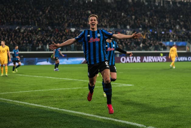Atalanta BC v Borussia Dortmund - UEFA Champions League 2025 26 League Knockout Play-off Second Leg Mario Pasalic of Atalanta BC celebrates after scoring a goal during the UEFA Champions League 2025 26 League Knockout Play-off Second Leg match between Atalanta BC and Borussia Dortmund in Bergamo, Italy, on February 25, 2026, at New Balance Arena. Bergamo Italy  Copyright: xEmanuelexComincinix originalFilename:comincini-atalanta260225_np9hR.jpg