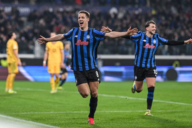 Atalanta BC v Borussia Dortmund - UEFA Champions League 2025 26 League Knockout Play-off Second Leg Mario Pasalic of Atalanta BC celebrates after a goal during the UEFA Champions League 2025 2026 Knockout Play-off Second Leg between Atalanta BC and Borussia Dortmund in Bergamo, Italy, on February 25, 2026, at Gewiss Stadium Bergamo Italy  Copyright: xTizianoxBallabiox originalFilename:ballabio-atalanta260225_npR2G.jpg
