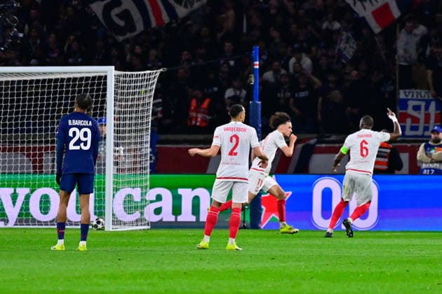 FOOTBALL : PSG vs Monaco - Ligue des Champions - 25 02 2026 Maghnes Akliouche ( 11 - Monaco ) celebrates after scoring during the UEFA Champions League match between Paris Saint Germain and AS Monaco at Parc Des Princes on February 25 , 2026 in Paris, France. ( Photo by Federico Pestellini PsnewZ ) ParisFrance  Copyright: xFedericoxPestellinix