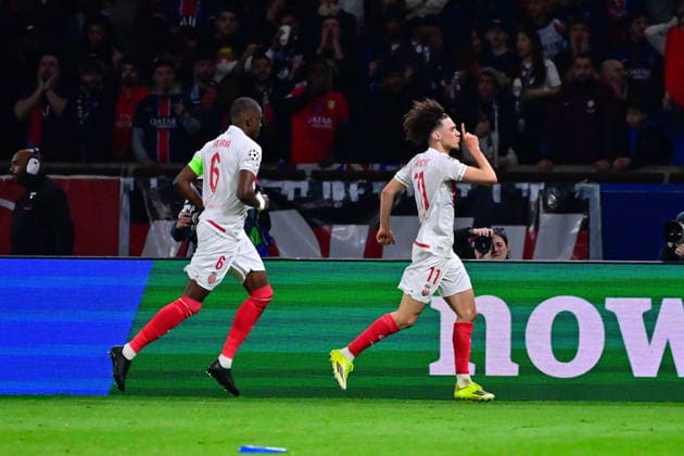 FOOTBALL : PSG vs Monaco - Ligue des Champions - 25 02 2026 Maghnes Akliouche ( 11 - Monaco ) celebrates after scoring during the UEFA Champions League match between Paris Saint Germain and AS Monaco at Parc Des Princes on February 25 , 2026 in Paris, France. ( Photo by Federico Pestellini PsnewZ ) ParisFrance  Copyright: xFedericoxPestellinix