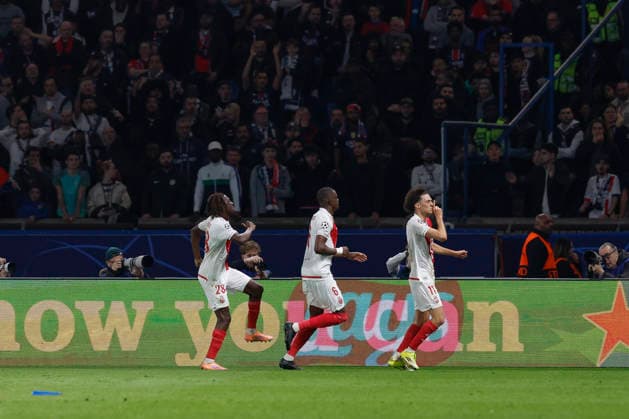 February 25, 2026, Paris, Paris, France: Maghnes AKLIOUCHE of AS MONACO celebrates after scoring during the match of UEFA Champions League between Paris Saint Germain and As Monaco at Parc des Princes Stadium - on February 25 2026 Paris - France Soccer Champion s League 2026 Paris Saint Germain Vs As Monaco  - ZUMAb253 20260225_zsp_b253_009 Copyright: xLoicxBaratouxx
