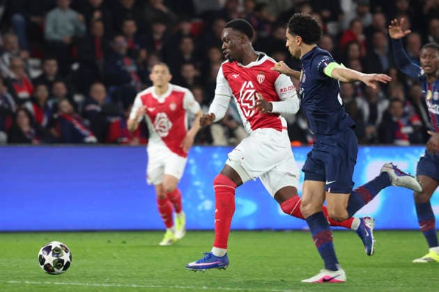 FOOTBALL : Paris Saint Germain Vs AS Monaco - Ligue des Champions - 25 02 2026 Folarin Balogun (AS Monaco) Vs Marquinhos (PSG) ParisFrance  Copyright: xMichaelxBaucherx
