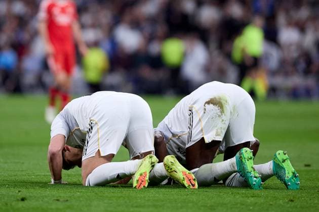Arda Güler of Real Madrid CF celebrates after scoring a goal with Antonio Rudiger of Real Madrid CF Real Madrid v Benfica, UEFA Champions League, Play-off, Leg 2, Football, Estadio Bernabeu, Madrid, Spain - 25 Feb 2026Madrid Estadio Bernabeu Spain EDITORIAL USE ONLY No use with unauthorised audio, video, data, fixture lists, club league logos or live services. Online in-match use limited to 120 images, no video emulation. No use in betting, games or single club league player publications. Copyright: xRubenxAlbarran Shutterstockx 16703182bi
