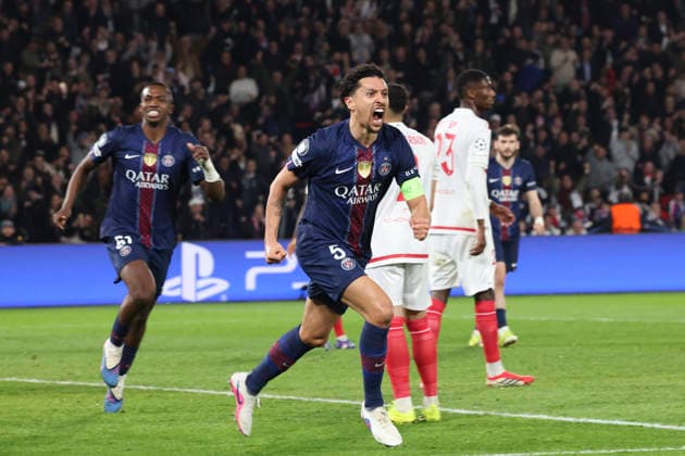 FOOTBALL : Paris Saint Germain Vs AS Monaco - Ligue des Champions - 25 02 2026 Joie - But de Marquinhos (PSG) ParisFrance  Copyright: xMichaelxBaucherx
