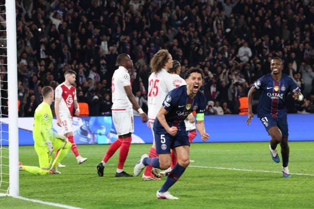 FOOTBALL : Paris Saint Germain Vs AS Monaco - Ligue des Champions - 25 02 2026 Joie - But de Marquinhos (PSG) ParisFrance  Copyright: xMichaelxBaucherx