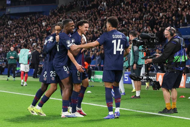 FOOTBALL : Paris Saint Germain Vs AS Monaco - Ligue des Champions - 25 02 2026 Joie - But de Marquinhos (PSG) ParisFrance  Copyright: xMichaelxBaucherx