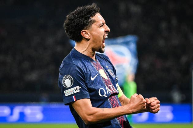 February 25, 2026, Paris, France, France: MARQUINHOS of PSG celebrates his goal during the UEFA Champions League match between Paris Saint-Germain (PSG) and AS Monaco at Parc des Princes Stadium on February 25, 2026 in Paris, France. Paris Saint-Germain V AS Monaco - UEFA Champions League  - ZUMAm308 20260225_zsp_m308_011 Copyright: xMatthieuxMirvillex