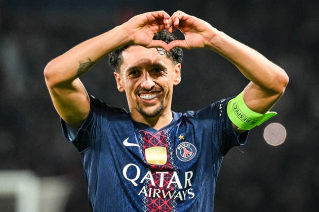February 25, 2026, Paris, France, France: MARQUINHOS of PSG celebrates his goal during the UEFA Champions League match between Paris Saint-Germain (PSG) and AS Monaco at Parc des Princes Stadium on February 25, 2026 in Paris, France. Paris Saint-Germain V AS Monaco - UEFA Champions League  - ZUMAm308 20260225_zsp_m308_012 Copyright: xMatthieuxMirvillex
