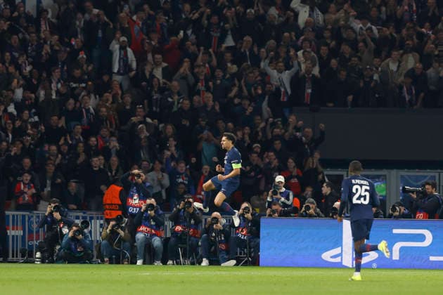 February 25, 2026, Paris, Paris, France: MARQUINHOS of Paris Saint Germain celebrates after scoring during the match of UEFA Champions League between Paris Saint Germain and As Monaco at Parc des Princes Stadium - on February 25 2026 Paris - France Paris France - ZUMAb253 20260225_zsp_b253_012 Copyright: xLoicxBaratouxx