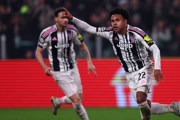 Weston Mckennie (Juventus Fc) celebrates after scoring his team s third goal, UEFA Champions League 2025 26 League Knockout Play-off Second Leg, Juventus v Galatasaray A.S. - UEFA Champions League 2025 26 League Phase MD7, Allianz Stadium, February 25, 2026, Turin, Italy.