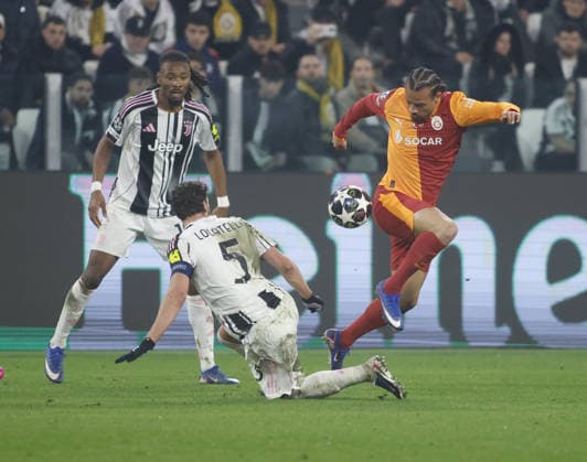 Leroy Sane of Galatasaray SK during the Uefa Champions League, second leg play-off, season 2025-2026, football match between, Juventus FC and Galatasaray SK on 25 February 2026 at Allianz Stadium, Turin, Italy Photo Nderim Kaceli  Copyright: xNderimxKaceli IPAxSportx xipa-agency.netx xx IPA_72027835 IPA_Agency_IPA72027835