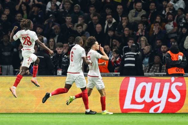 Paris Saint-Germain (PSG) v AS Monaco - UCL PARIS, FRANCE - FEBRUARY 25: Monaco AS players are celebrating after scoring a goal during the UEFA Champions League play-off second leg football match between Paris Saint-Germain (PSG) and AS Monaco at the Parc des Princes stadium in Paris. Ibrahim Ezzat Anadolu Paris France. Editorial use only. Please get in touch for any other usage.  Copyright: x2026xAnadoluxÄ°brahimxEzzatx