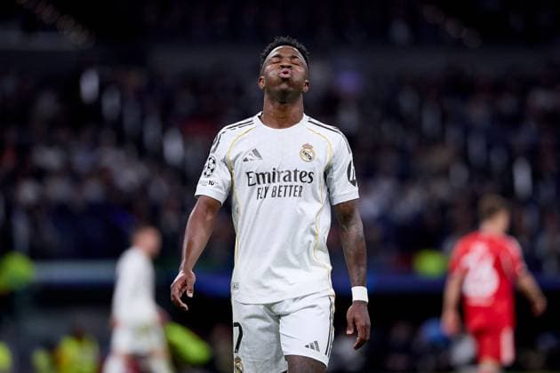 Vinicius Jr of Real Madrid CF Real Madrid v Benfica, UEFA Champions League, Play-off, Leg 2, Football, Estadio Bernabeu, Madrid, Spain - 25 Feb 2026Madrid Estadio Bernabeu Spain EDITORIAL USE ONLY No use with unauthorised audio, video, data, fixture lists, club league logos or live services. Online in-match use limited to 120 images, no video emulation. No use in betting, games or single club league player publications. Copyright: xRubenxAlbarran Shutterstockx 16703182da