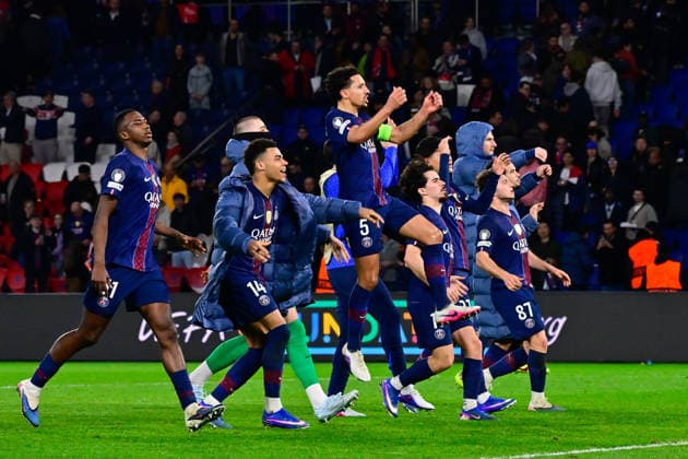 FOOTBALL : PSG vs Monaco - Ligue des Champions - 25 02 2026 PSG players celebrate their side s victory after the UEFA Champions League match between Paris Saint Germain and AS Monaco at Parc Des Princes on February 25 , 2026 in Paris, France. ( Photo by Federico Pestellini PsnewZ ) ParisFrance  Copyright: xFedericoxPestellinix