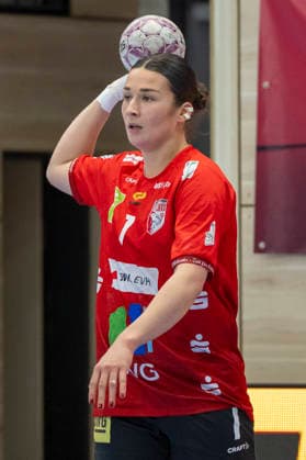 Handball Bundesliga Women,HBF, Season 2025 2026 SV Union Halle Neustadt vs BSV Sachsen Zwickau Halle, Germany February 25, 2026 In the picture Lynn Molenaar Halle Halle Saale SWH Arena Sachsen Anhalt Germany