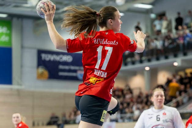 Handball Bundesliga Women,HBF, Season 2025 2026 SV Union Halle Neustadt vs BSV Sachsen Zwickau Halle, Germany February 25, 2026 In the picture Emma Hertha Halle Halle Saale SWH Arena Sachsen Anhalt Germany