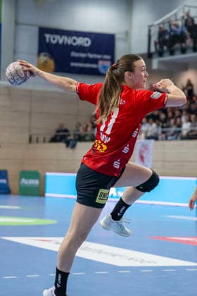 Handball Bundesliga Women,HBF, Season 2025 2026 SV Union Halle Neustadt vs BSV Sachsen Zwickau Halle, Germany February 25, 2026 In the picture Emma Hertha Halle Halle Saale SWH Arena Sachsen Anhalt Germany