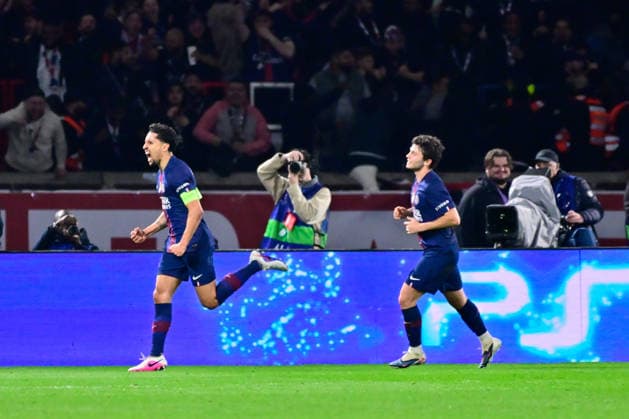 FOOTBALL : PSG vs Monaco - Ligue des Champions - 25 02 2026 Marquinhos ( 5 - PSG ) celebrates after scoring during the UEFA Champions League match between Paris Saint Germain and AS Monaco at Parc Des Princes on February 25 , 2026 in Paris, France. ( Photo by Federico Pestellini PsnewZ ) ParisFrance  Copyright: xFedericoxPestellinix