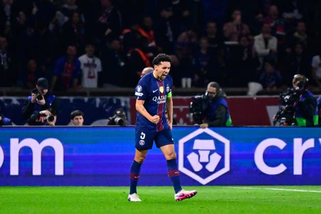 FOOTBALL : PSG vs Monaco - Ligue des Champions - 25 02 2026 Marquinhos ( 5 - PSG ) celebrates after scoring during the UEFA Champions League match between Paris Saint Germain and AS Monaco at Parc Des Princes on February 25 , 2026 in Paris, France. ( Photo by Federico Pestellini PsnewZ ) ParisFrance  Copyright: xFedericoxPestellinix