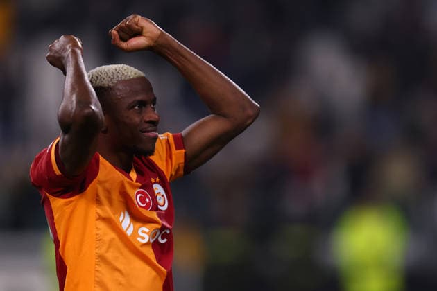 Juventus v Galatasaray A.S. - UEFA Champions League 2025 26 League Play-off second leg Victor Osimhen of Galatasaray SK celebrates at the end of the UEFA Champions League 2025 26 League Knockout Play-off Second Leg match between Juventus Fc and Galatasaray A.S. at Allianz Stadium on February 25, 2026 in Turin, Italy . Torino Allianz Stadium Italy Copyright: xMarcoxCanonierox