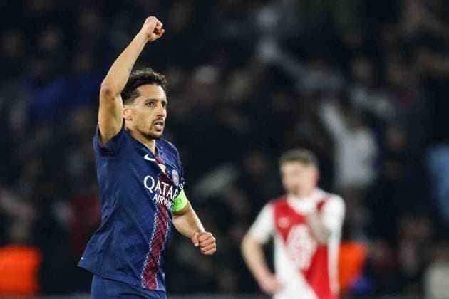 Paris Saint-Germain v AS Monaco - UCL PARIS, FRANCE - FEBRUARY 25: Marquinhos of Paris Saint-Germain is celebrating after scoring a goal during the UEFA Champions League play-off second leg football match between Paris Saint-Germain (PSG) and AS Monaco at the Parc des Princes stadium in Paris. Ibrahim Ezzat Anadolu Paris France. Editorial use only. Please get in touch for any other usage.  Copyright: x2026xAnadoluxÄ°brahimxEzzatx