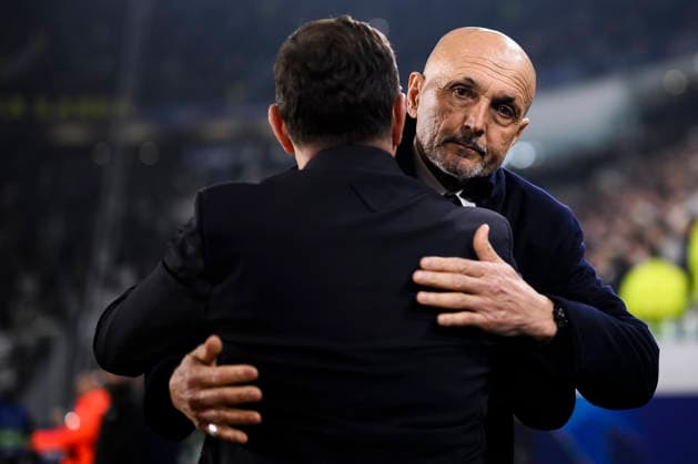 Juventus FC v Galatasaray SK - UEFA Champions League Luciano Spalletti, head coach of Juventus FC, hugs Okan Buruk, head coach of Galatasaray SK, prior to the UEFA Champions League 2025 26 knockout phase play-off second leg football match between Juventus FC and Galatasaray SK. Turin Italy Copyright: xNicolòxCampox