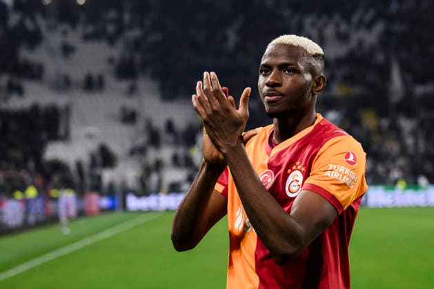 Juventus FC v Galatasaray SK - UEFA Champions League Victor Osimhen of Galatasaray SK celebrates the victory at the end of the UEFA Champions League 2025 26 knockout phase play-off second leg football match between Juventus FC and Galatasaray SK. Turin Italy Copyright: xNicolòxCampox
