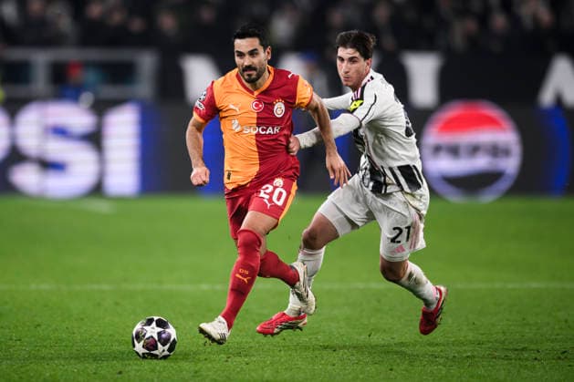 Juventus FC v Galatasaray SK - UEFA Champions League Ilkay Gundogan of Galatasaray SK competes for the ball with Fabio Miretti of Juventus FC during the UEFA Champions League 2025 26 knockout phase play-off second leg football match between Juventus FC and Galatasaray SK. Turin Italy Copyright: xNicolòxCampox