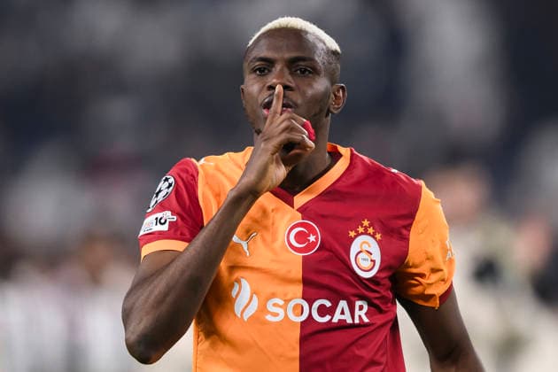 Juventus FC v Galatasaray SK - UEFA Champions League Victor Osimhen of Galatasaray SK celebrates the victory at the end of the UEFA Champions League 2025 26 knockout phase play-off second leg football match between Juventus FC and Galatasaray SK. Turin Italy Copyright: xNicolòxCampox