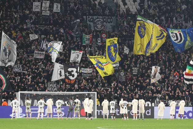 TURIN, ITALY, FEB. 25, 2026 SOCCER UEFA CHAMPIONS LEAGUE, JUVENTUS TURIN vs GALATASARAY full-time juventus TURIN TURIN, ITALY Allianz Stadion Juventus Turin Allianz Stadion ITALY
