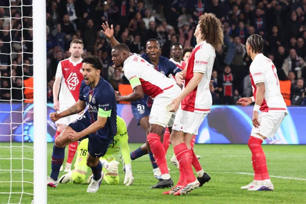 FOOTBALL : Paris Saint Germain Vs AS Monaco - Ligue des Champions - 25 02 2026 Joie - But de Marquinhos (PSG) ParisFrance  Copyright: xMichaelxBaucherx