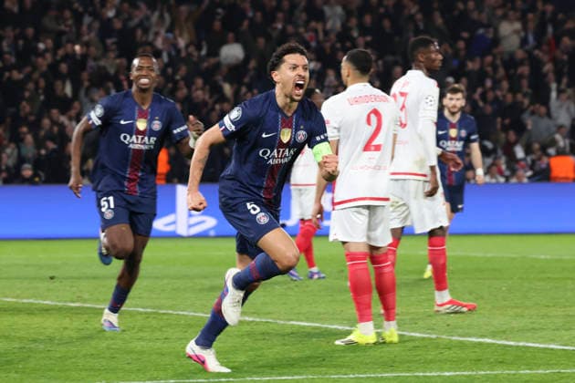 FOOTBALL : Paris Saint Germain Vs AS Monaco - Ligue des Champions - 25 02 2026 Joie - But de Marquinhos (PSG) ParisFrance  Copyright: xMichaelxBaucherx