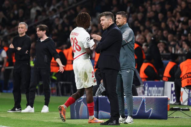 FOOTBALL : Paris Saint Germain Vs AS Monaco - Ligue des Champions - 25 02 2026 Sebastien Pocognoli (AS Monaco) - Mamadou Coulibaly (AS Monaco) ParisFrance  Copyright: xMichaelxBaucherx