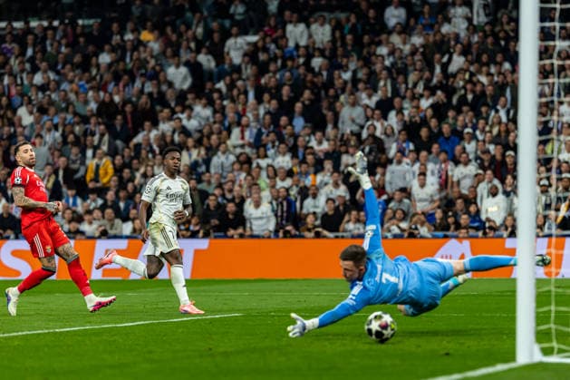 FBL Uefa Champions League 2025 26 Real Madrid SL Benfica Vinicius Junior of Real Madrid scores his team s second goal during the UEFA Champions League 2025 26 League Play off Second Leg match between Real Madrid and Sport Lisboa e Benfica on Wednesday 25 February 2026 in Madrid, Spain Copyright: HMBxMedia CarlosxSilva