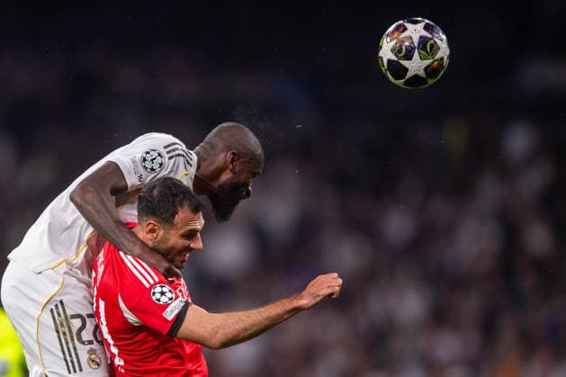 February 25, 2026, Madrid, Guimaraes, Spain: ANTONIO RUDIGER of Real Madrid CF is seen on action during the UEFA Champions League 2025 26 League Knockout Play-off Second Leg match between Real Madrid C.F. and SL Benfica at Estadio Santiago Bernabeu. Real Madrid 2:1. Madrid Spain - ZUMAl192 20260225_zsp_l192_037 Copyright: xMiguelxLemosx