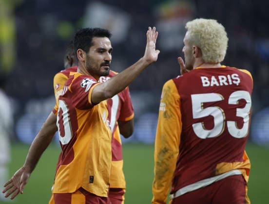 Ilkay Gundogan of Galatasaray SK and Baris Alper Yilmaz of Galatasaray SK celebrating after a goal during the Uefa Champions League, second leg play-off, season 2025-2026, football match between, Juventus FC and Galatasaray SK on 25 February 2026 at Allianz Stadium, Turin, Italy Photo Nderim Kaceli  Copyright: xNderimxKaceli IPAxSportx xipa-agency.netx xx IPA_72033109 IPA_Agency_IPA72033109