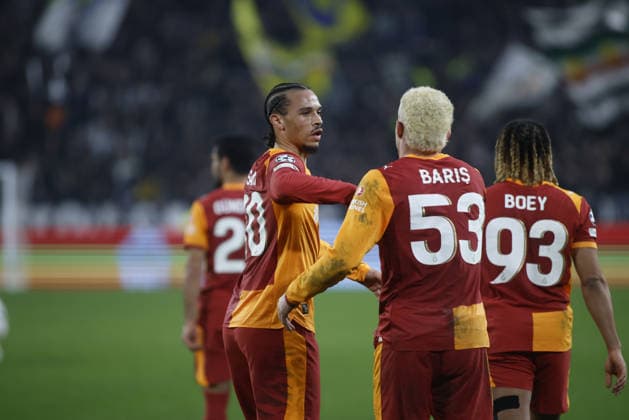 Leroy Sane of Galatasaray SK and Baris Alper Yilmaz of Galatasaray SK during the Uefa Champions League, second leg play-off, season 2025-2026, football match between, Juventus FC and Galatasaray SK on 25 February 2026 at Allianz Stadium, Turin, Italy Photo Nderim Kaceli  Copyright: xNderimxKaceli IPAxSportx xipa-agency.netx xx IPA_72033110 IPA_Agency_IPA72033110