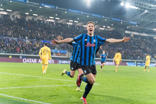 Mario Pasalic seen celebrating after goal during Champions League knock out play off game between teams of Atalanta Bergamo and Borussia Dortmund BVB (Kazimierz Koper Ball Raw Images) Bergamo Estadio Atleti Azzurri d Italia Italy Copyright: xKazimierzxKoperx kazimierzkoper_atalanta_borussia_2526_KOP1454