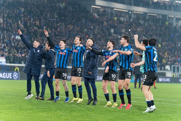 Players of Atalanta Bergamo seen during Champions League knock out play off game between teams of Atalanta Bergamo and Borussia Dortmund BVB (Kazimierz Koper Ball Raw Images) Bergamo Estadio Atleti Azzurri d Italia Italy Copyright: xKazimierzxKoperx kazimierzkoper_atalanta_borussia_2526_KOP1726