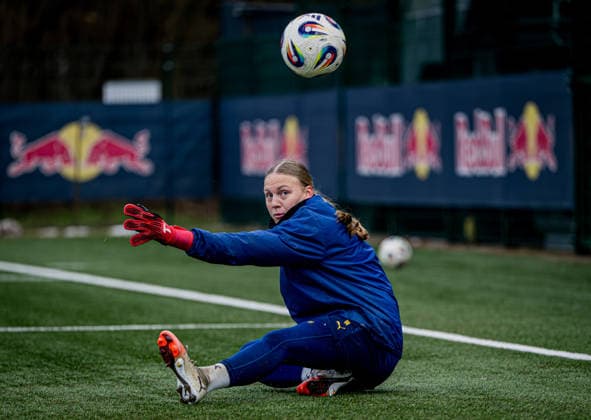 Leipzigs Mirja Kropp at RB Leipzig womens training session on February 18, 2026 Red Bull Academy, Leipzig RB Leipzig womens training session