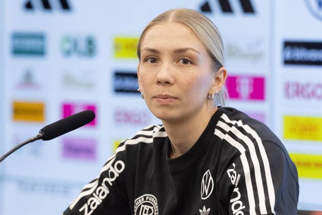 Training and press conference German womens national soccer team Elisa Senß Eintracht Frankfurt Training and press conference of the womens national team before the World Cup qualifiers against Slovenia and Norway on February 25, 2026 in Frankfurt am Main, Frankfurt am Main Hesse Germany DFB Campus