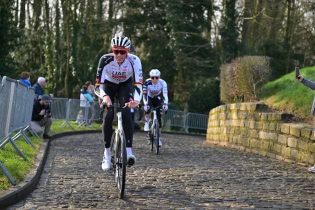 German Nils Politt of UAE Team Emirates-XRG pictured at a track reconnaissance session ahead of this weekend s one-day cycling race Omloop Het Nieuwsblad, the opening race of the Flemish classic one day races season, Thursday 26 February 2026. DAVIDxPINTENS  x165333553x