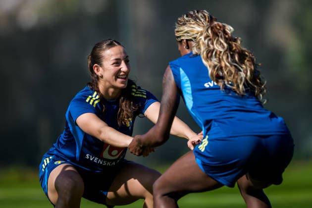 260226 Rosa Kafaji of the Swedish women s national football team at a training session on February 26, 2026 in Albuferia Photo Ludvig Thunman BILDBYRAN code LT LT0774 fotboll football soccer fotball träning practice training sverige sweden dam bbeng  Copyright: LUDVIGxTHUNMAN BB260226LT002